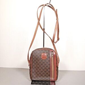 Céline Vintage Macadam Brown Coated Canvas Crossbody – Rare Paris Edition